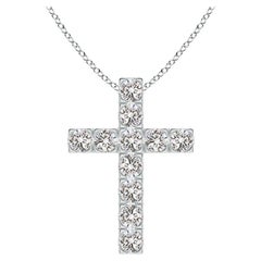 ANGARA Natürlicher 1,17cttw Diamant-Kreuz-Anhänger aus 14K Weißgold (I-J, I1-I2)