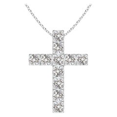 ANGARA Pendentif croix en or blanc 14 carats avec diamants naturels de 1,75 carat poids total (I-J, I1-I2)