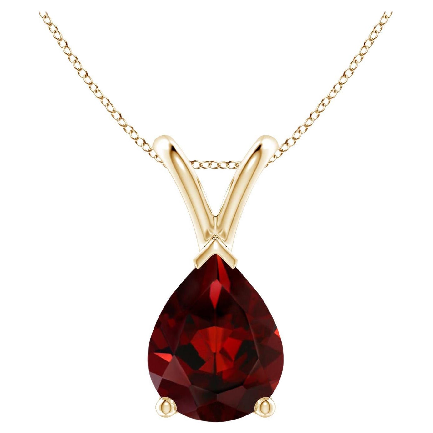 Natural Pear-Shaped 1.80ct Garnet Solitaire Pendant in 14K Yellow Gold