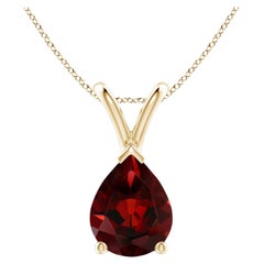 Natural Pear-Shaped 1.80ct Garnet Solitaire Pendant in 14K Yellow Gold