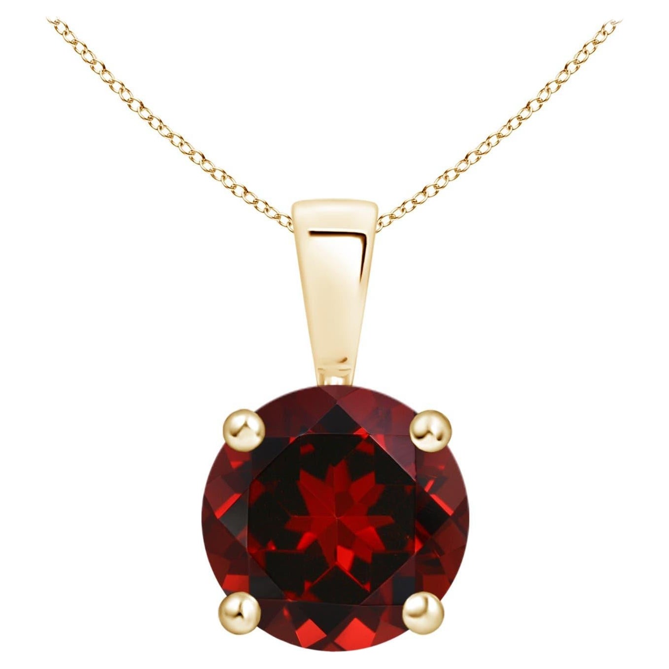 ANGARA Natural Classic Round 2.20ct Garnet Solitaire Pendant in 14K Yellow Gold For Sale
