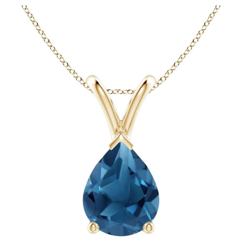 ANGARA Natural Pear-Shaped 1.90ct London Blue Topaz Pendant in 14K Yellow Gold
