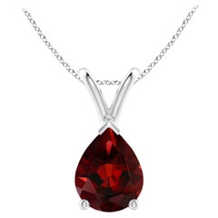 ANGARA Natural Pear-Shaped 1.80ct Garnet Solitaire Pendant in 14K White Gold