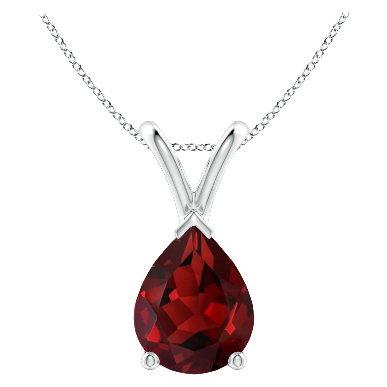 ANGARA Natural Pear-Shaped 1.80ct Garnet Solitaire Pendant in 14K White Gold For Sale