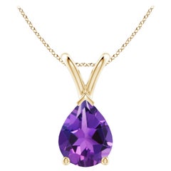 ANGARA Colgante solitario de amatista natural en forma de pera de 1,5 ct en oro amarillo de 14 quilates