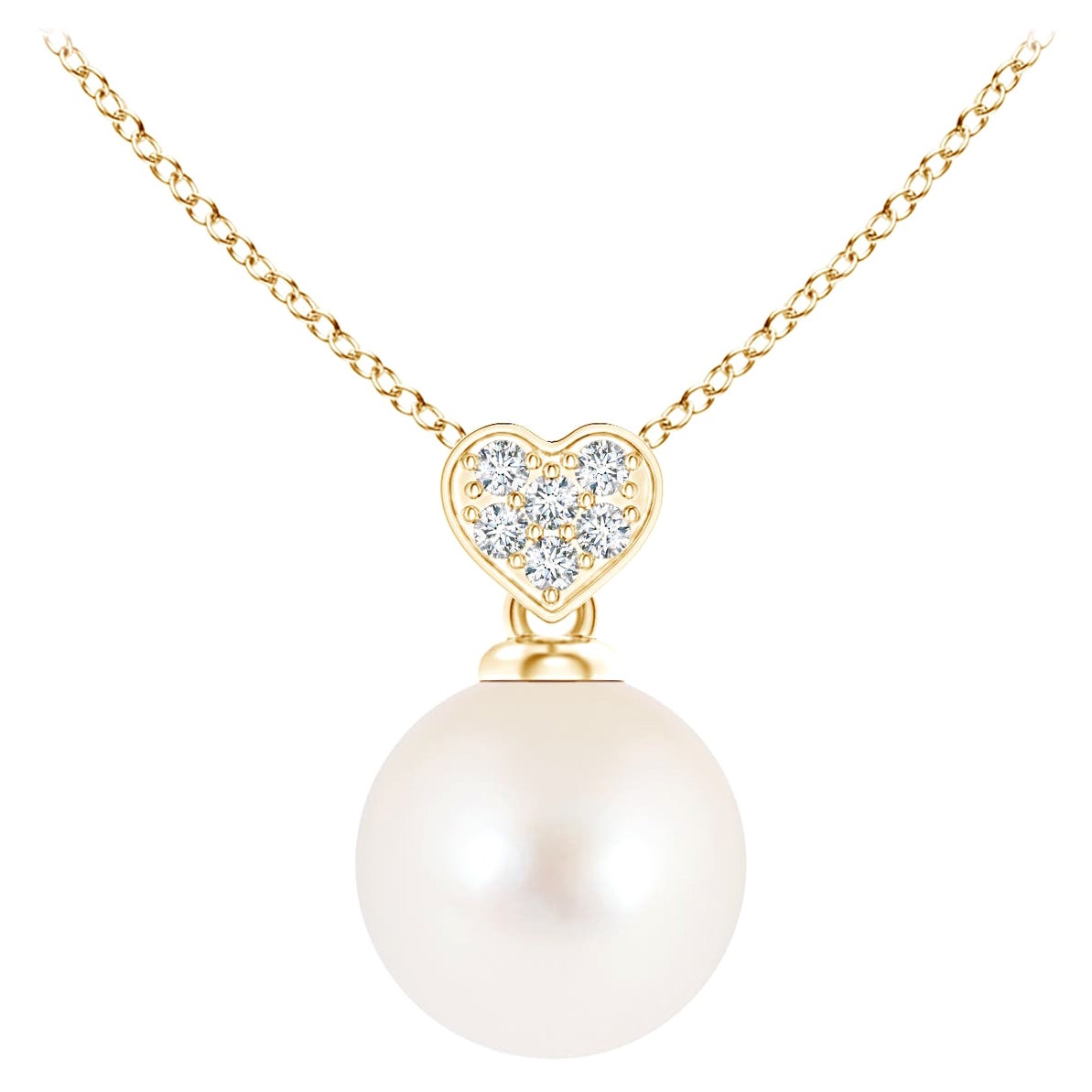 Freshwater Cultured Pearl Pendant with Heart-Shaped Bale in 14K Yellow Gold