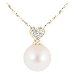 Freshwater Cultured Pearl Pendant with Heart-Shaped Bale in 14K Yellow Gold
