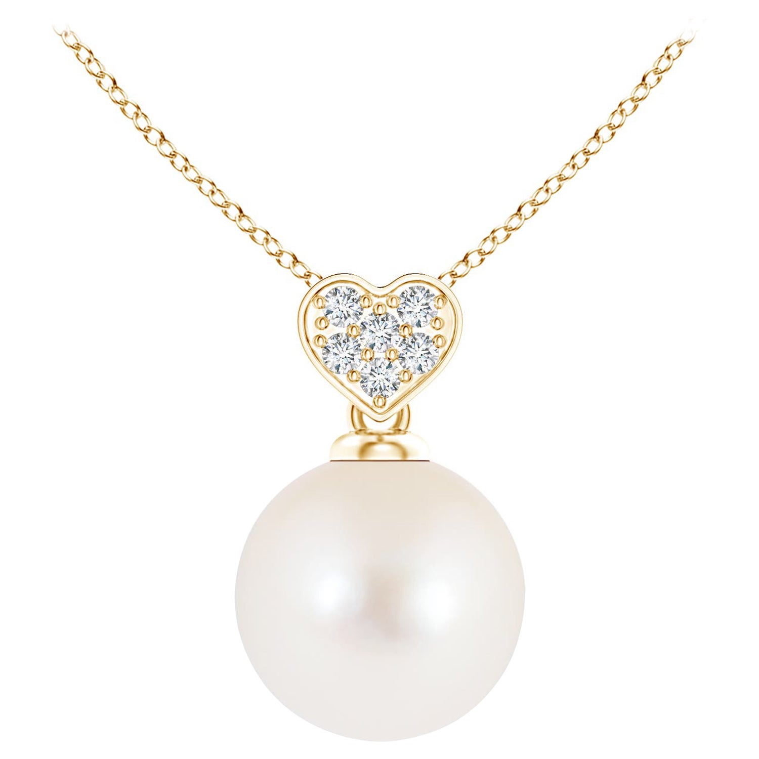 Freshwater Cultured Pearl Pendant with Heart-Shaped Bale in 14K Yellow Gold