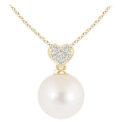 Freshwater Cultured Pearl Pendant with Heart-Shaped Bale in 14K Yellow Gold