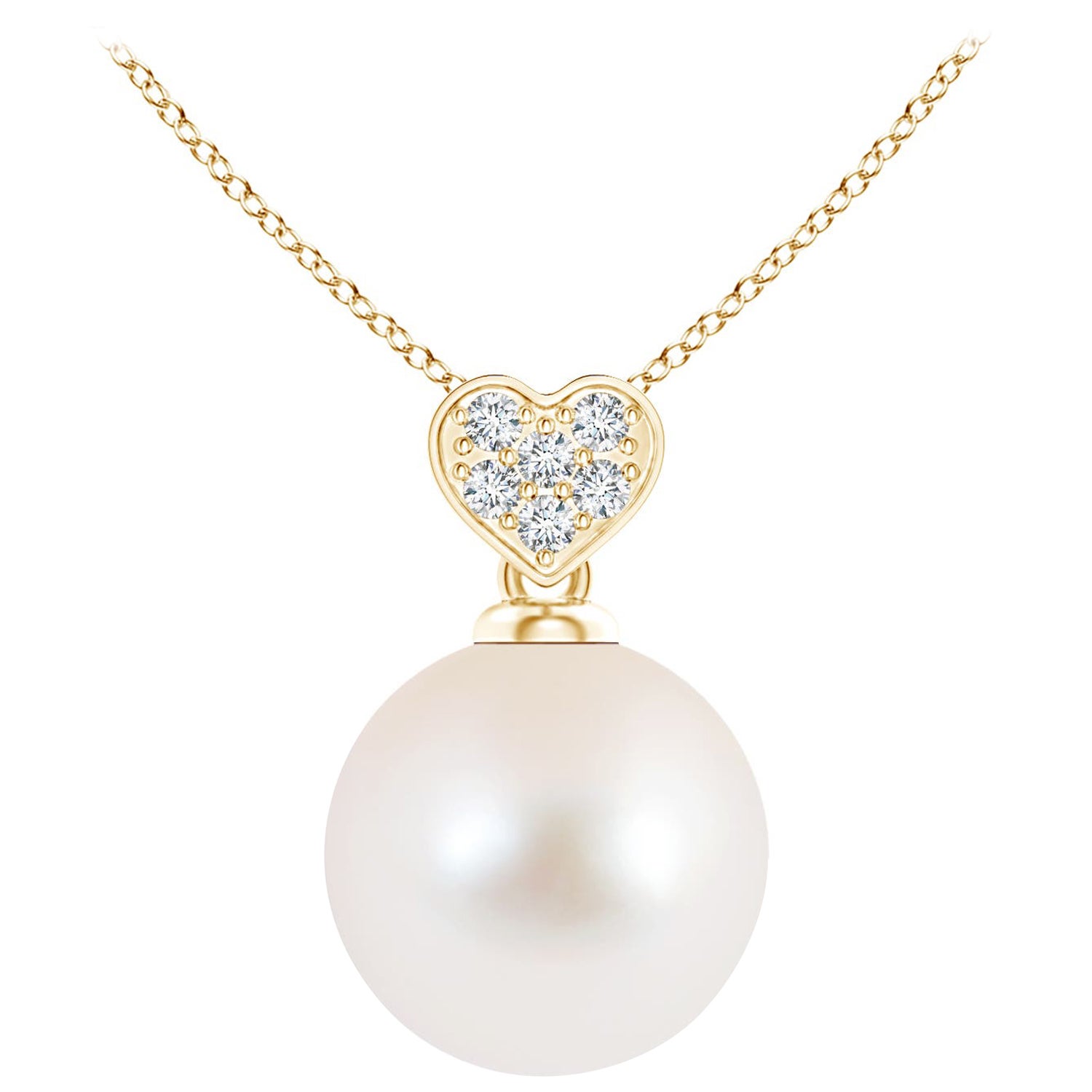 Freshwater Cultured Pearl Pendant with Heart-Shaped Bale in 14K Yellow Gold