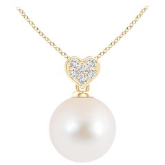 Freshwater Cultured Pearl Pendant with Heart-Shaped Bale in 14K Yellow Gold