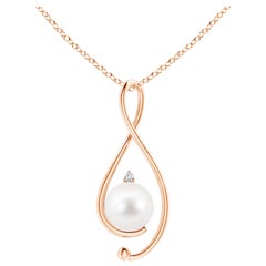 Süßwasser-Zuchtperlen-Anhänger Unendlichkeits-Anhänger mit Diamant in 14K Roségold