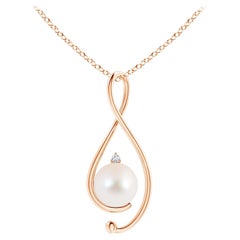 Pendentif Infinity en or rose 14 carats avec perles de culture d'eau douce et diamants