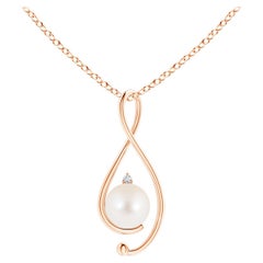 Ciondolo Infinity con perla d'acqua dolce coltivata e diamante in oro rosa 14K