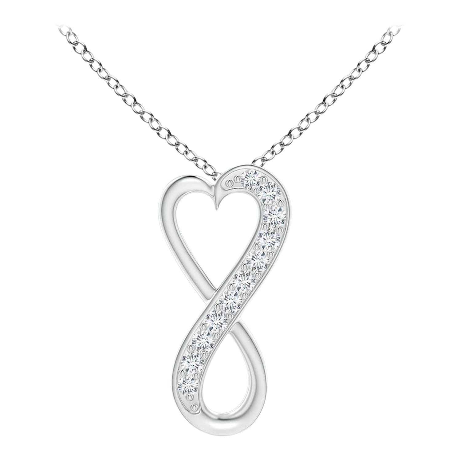 ANGARA Natural 0.05cttw Diamond Infinity Heart Pendant in Platinum (G, VS2) For Sale