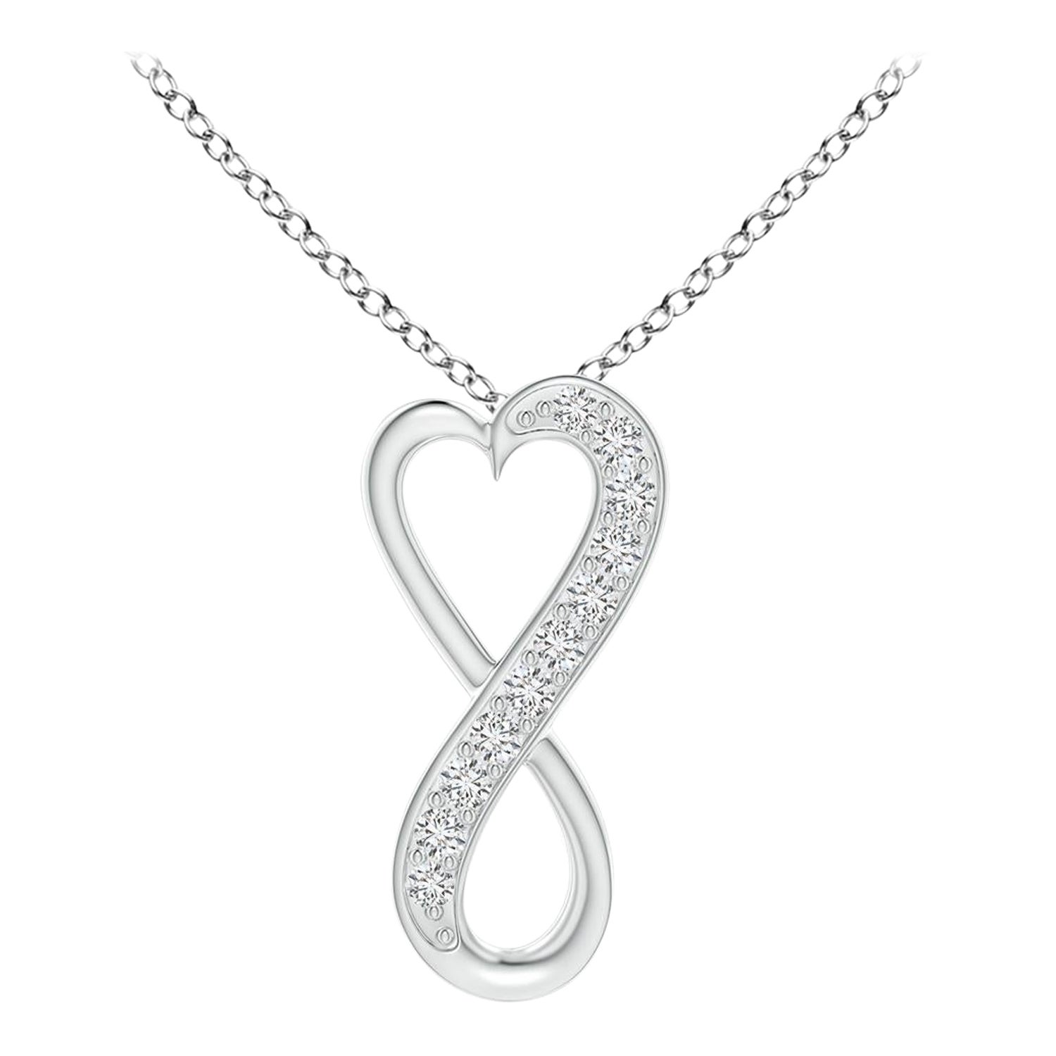 ANGARA Natural 0.05cttw Diamond Infinity Heart Pendant in Platinum (H, SI2) For Sale