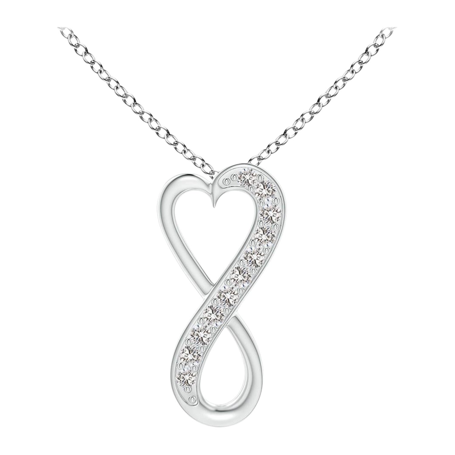 ANGARA Natural 0.05cttw Diamond Infinity Heart Pendant in Platinum (I-J, I1-I2) For Sale