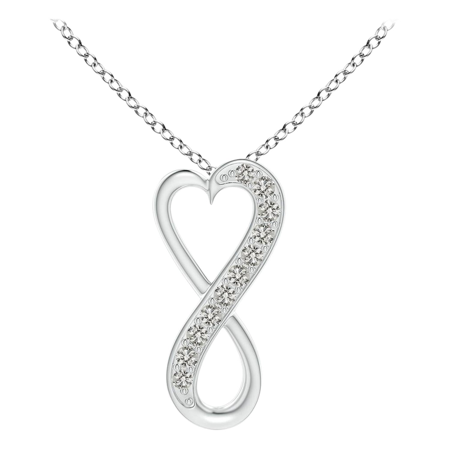 ANGARA Natural 0.05cttw Diamond Infinity Heart Pendant in Platinum (Color-K, I3) For Sale