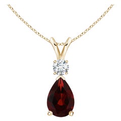 ANGARA Natural 2.10ct Garnet Teardrop Pendant with Diamond in 14K Yellow Gold