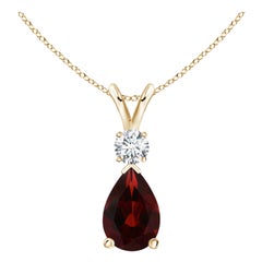 ANGARA Natural 1.80ct Garnet Teardrop Pendant with Diamond in 14K Yellow Gold