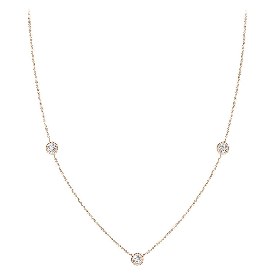 ANGARA Natural Round 0.33cttw Diamond Chain Necklace in 14K Rose Gold (H, SI2) For Sale