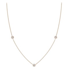 Collar de cadena de diamantes redondos naturales de 0,33 ctw en oro rosa de 14 quilates (color I-J, I1-I2)