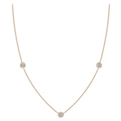 Natural Round 0.5cttw Diamond Chain Necklace in 14K Rose Gold (Color- K, I3)