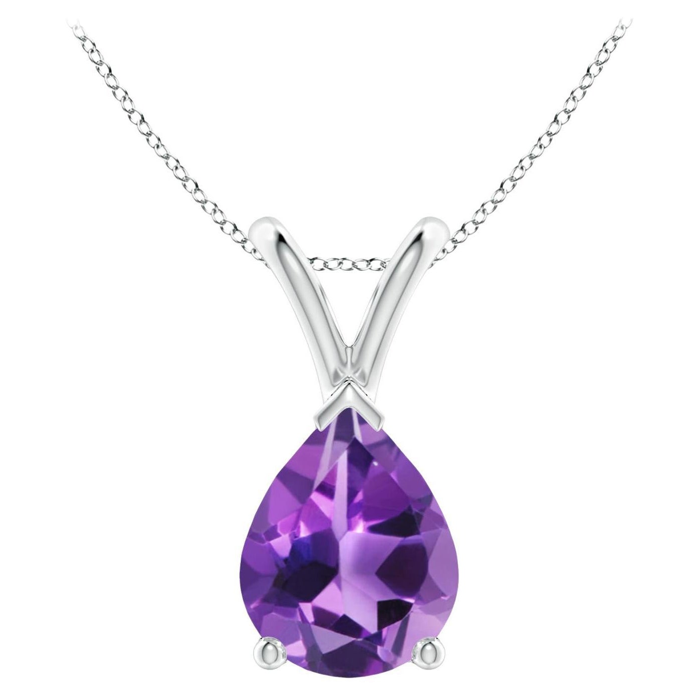ANGARA Natural Pear-Shaped 1.5ct Amethyst Solitaire Pendant in Platinum