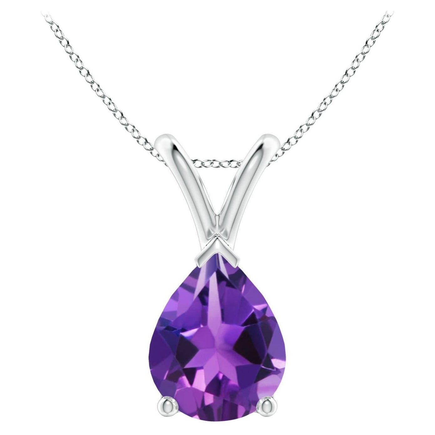 ANGARA Natural Pear-Shaped 1.5ct Amethyst Solitaire Pendant in Platinum