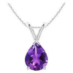 ANGARA Natural Pear-Shaped 1.5ct Amethyst Solitaire Pendant in Platinum