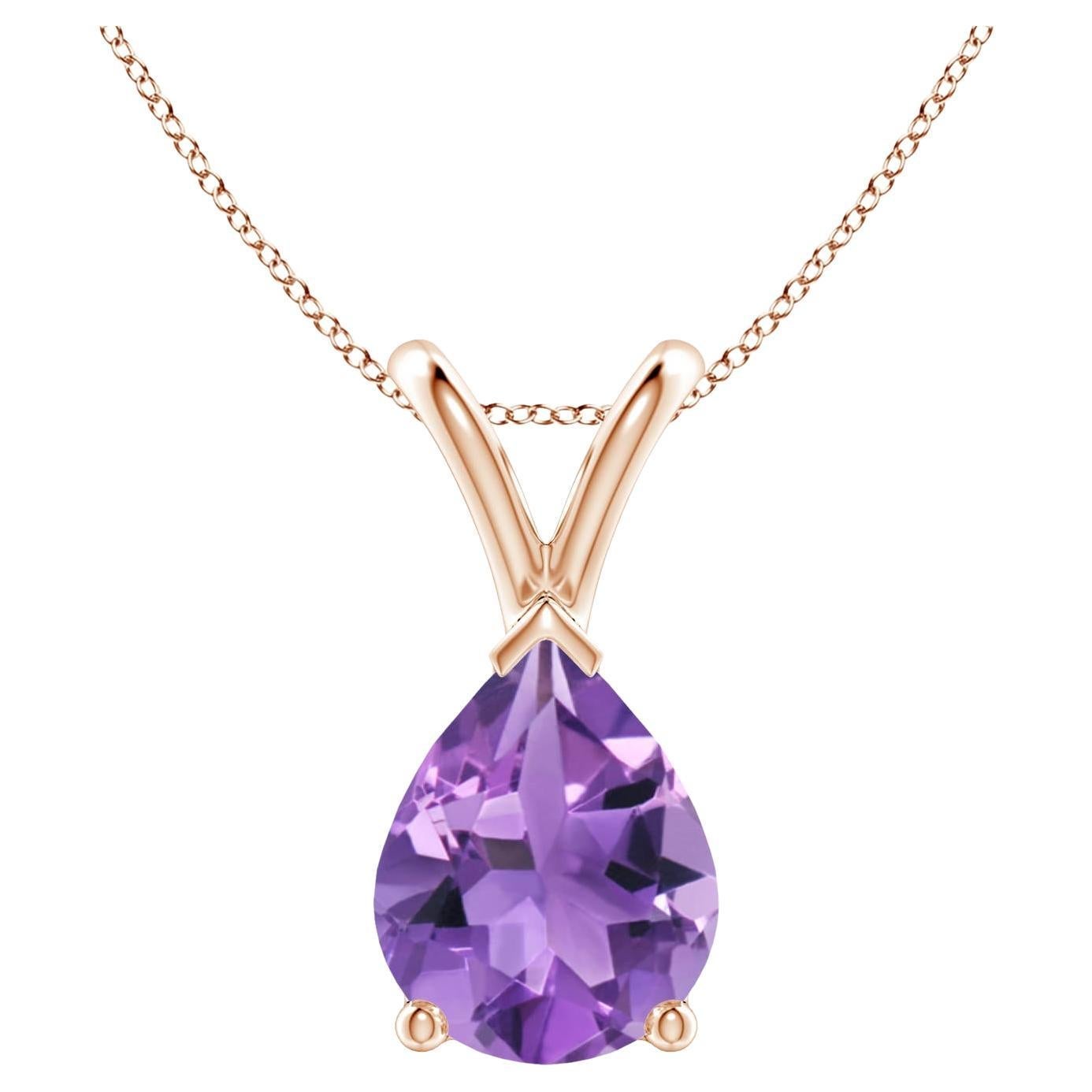 ANGARA Natural Pear-Shaped 1.5ct Amethyst Solitaire Pendant in 14K Rose Gold