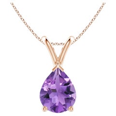 ANGARA Natural Pear-Shaped 1.5ct Amethyst Solitaire Pendant in 14K Rose Gold