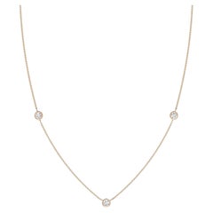 Collana con catena di diamanti tondi naturali da 0,33 carati in oro rosa 14K (colore G, VS2)