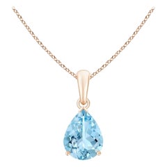 ANGARA Pendentif solitaire en or rose 14 carats avec aigue-marine naturelle en forme de poire de 1,25 carat