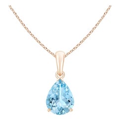 ANGARA Colgante solitario de aguamarina natural en forma de pera de 1,25 ct en oro rosa de 14 quilates