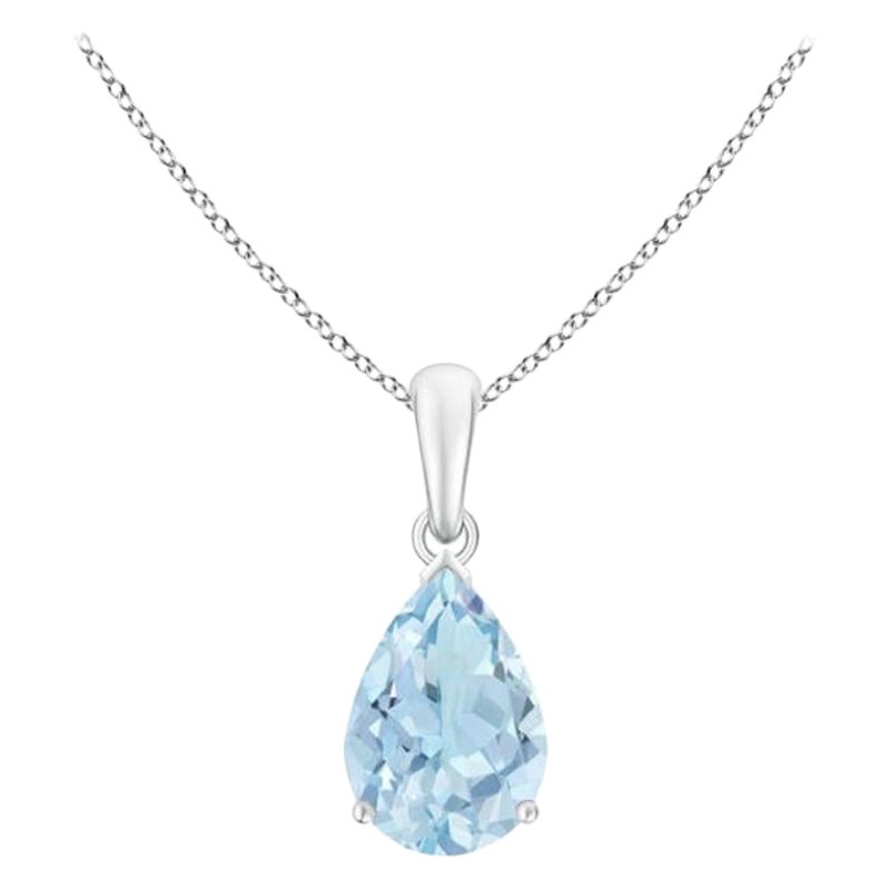 ANGARA Natural Pear-Shaped 1.60ct Aquamarine Solitaire Pendant in 14K White Gold For Sale