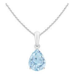 ANGARA Natural Pear-Shaped 1.25ct Aquamarine Solitaire Pendant in 14K White Gold