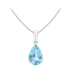 ANGARA Natural Pear-Shaped 1.60ct Aquamarine Solitaire Pendant in 14K White Gold
