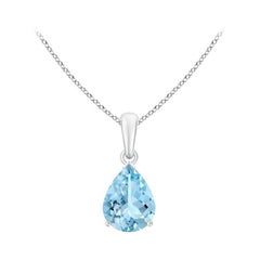 ANGARA Natural Pear-Shaped 1.25ct Aquamarine Solitaire Pendant in 14K White Gold