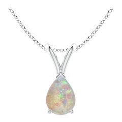 ANGARA Natural V-Bale Pear-Shape 0.42ct Opal Solitaire Pendant in 14K White Gold