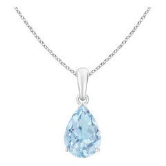 ANGARA Natural Pear-Shaped 1.60ct Aquamarine Solitaire Pendant in Platinum