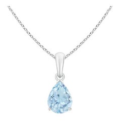 ANGARA Colgante solitario de aguamarina natural en forma de pera de 0,85 ct en platino