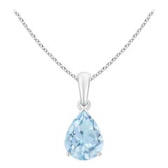 ANGARA Natural Pear-Shaped 1.25ct Aquamarine Solitaire Pendant in Platinum