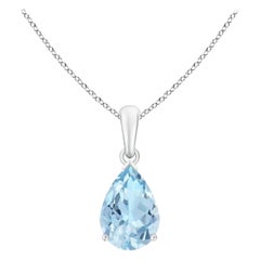 ANGARA Pendentif solitaire en platine avec aigue-marine naturelle en forme de poire de 1,60 carat