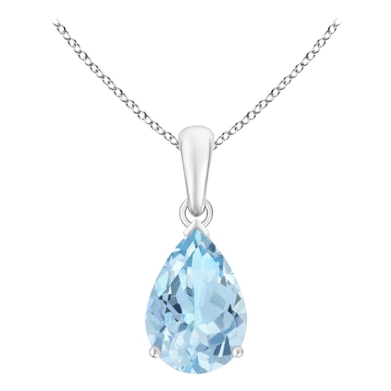 ANGARA Natural Pear-Shaped 1.60ct Aquamarine Solitaire Pendant in Platinum