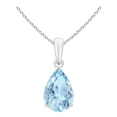 ANGARA Natural Pear-Shaped 1.60ct Aquamarine Solitaire Pendant in Platinum