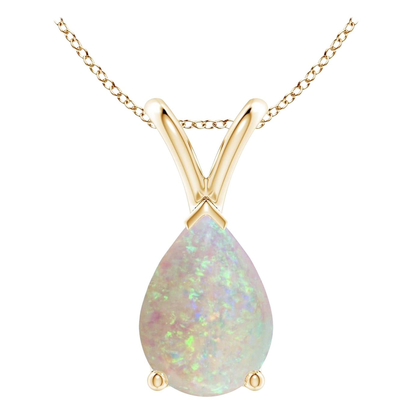 ANGARA Colgante solitario de ópalo natural en forma de pera de 1,15 ct en oro amarillo de 14 quilates