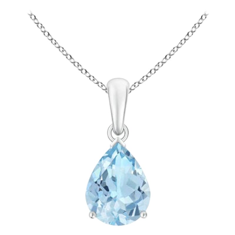 ANGARA Natural Pear-Shaped 1.25ct Aquamarine Solitaire Pendant in Platinum For Sale