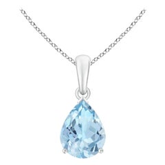 ANGARA Natural Pear-Shaped 1.25ct Aquamarine Solitaire Pendant in Platinum