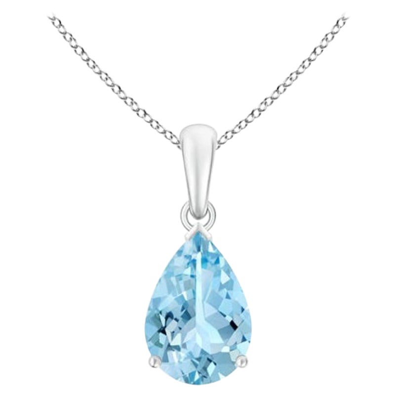 ANGARA Natural Pear-Shaped 1.60ct Aquamarine Solitaire Pendant in Platinum For Sale